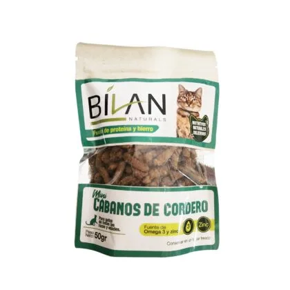 Paquete d 50gr de presentación de Cabanos para gatos de cordero de Bilans Naturals